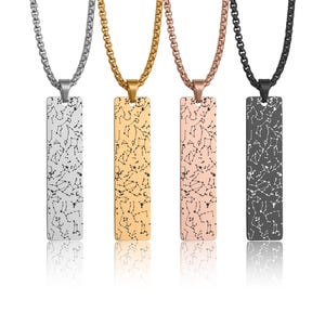 Collier carte des étoiles pour lui, collier gravé personnalisé, pendentif ciel nocturne, collier barre verticale personnalisé pour homme, cadeau d'anniversaire, RP.2