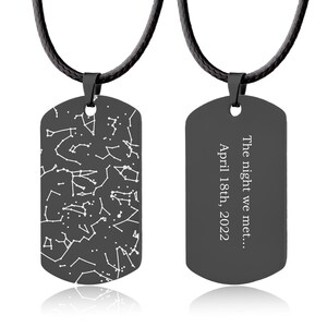 Collier ciel nocturne personnalisé pour homme, pendentif carte des étoiles pour chien, cadeau d'anniversaire personnalisé pour papa, petit ami, cadeau de fête des pères, RP.2
