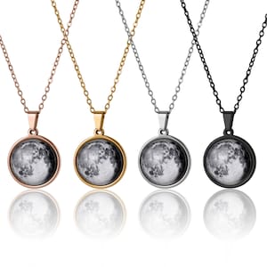 Custom Birth Moon Phase Necklace, Anniversary Jewelry, Birthday Gift For Women Men, Personalized Gift For Her Him, Gold Silver Black, KP.7