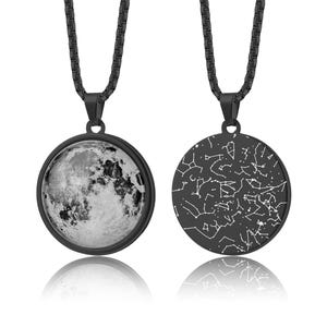 Collana con fasi lunari e mappa stellare per data per lui, regalo di anniversario personalizzato per uomo, regalo di compleanno personalizzato, regalo per fidanzato, RP.1
