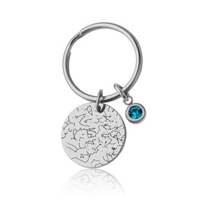 Portachiavi personalizzato con mappa stellare e pietra portafortuna, portachiavi con cielo notturno, mappa stellare per data, regalo di anniversario personalizzato, regalo di compleanno per lei, RP.2