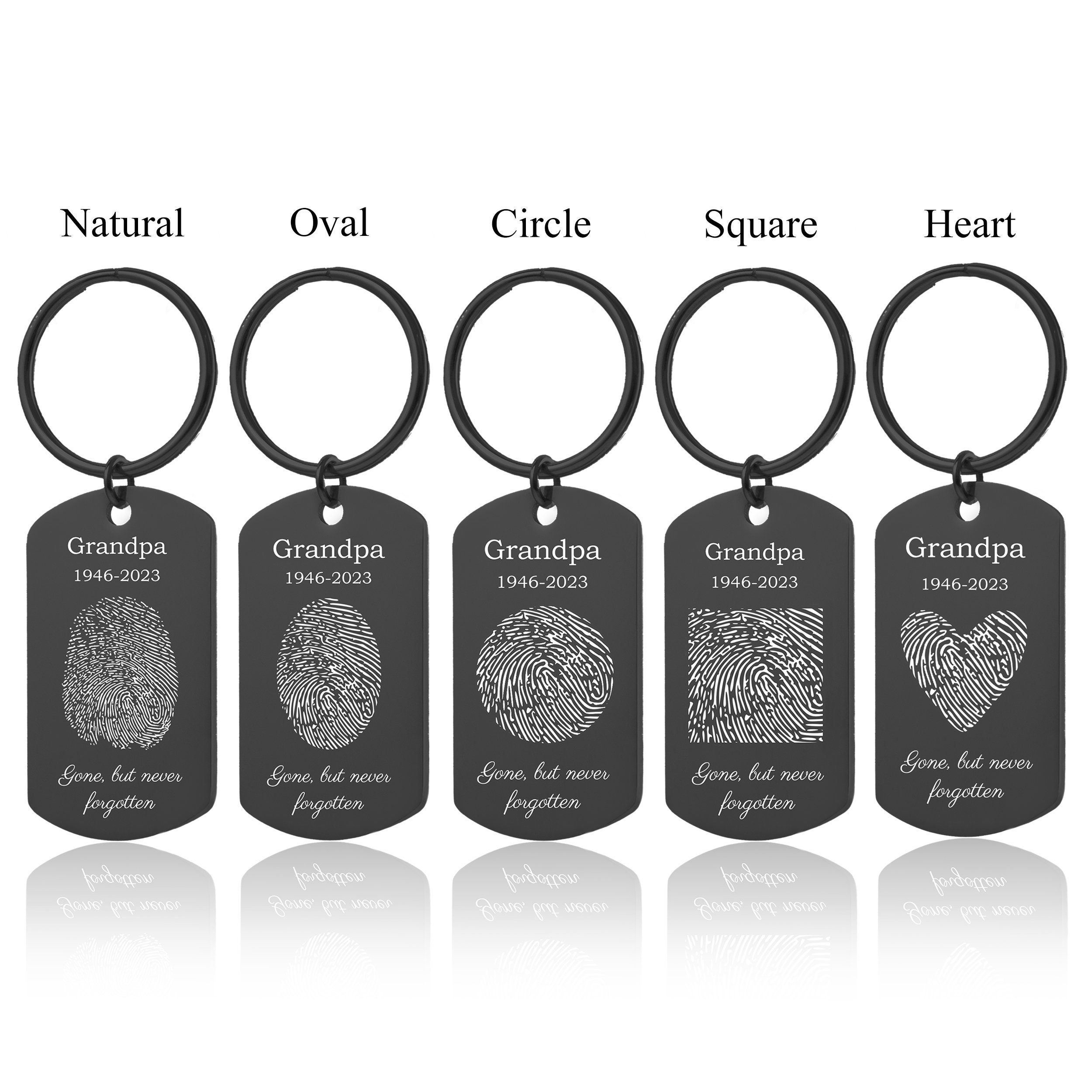 Memorial Keychain With Fingerprint And Name, Date, Custom Text, Personalized Grief Gift, Loss Of Father, Grandmother, Grandfather, C.2