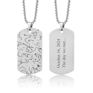 Benutzerdefinierte Sternkarte Halskette für Männer, personalisierte Geburtstagsgeschenk für Papa, Freund, Hundemarke Armee Anhänger für Ihn, Vatertagsgeschenk, RP.2
