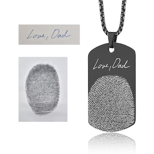 Memorial Fingerprint Necklace For Men, Personalized Remembrance Gift For Him, Loss Of Father, Mother, Dad, Mom, Thumbprint Keepsake, C.2