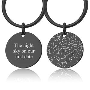 Porte-clés carte des étoiles, porte-clés ciel nocturne gravé personnalisé, carte du ciel personnalisée, cadeau d'anniversaire pour lui, son petit ami homme, RP.2