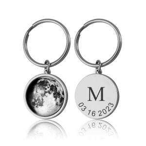 Custom Birth Moon Phase Keychain, Moon Phase By Date Keyring, Anniversary Birthday Gift For Women, Personalized Gift For Her, Mom, RP.1