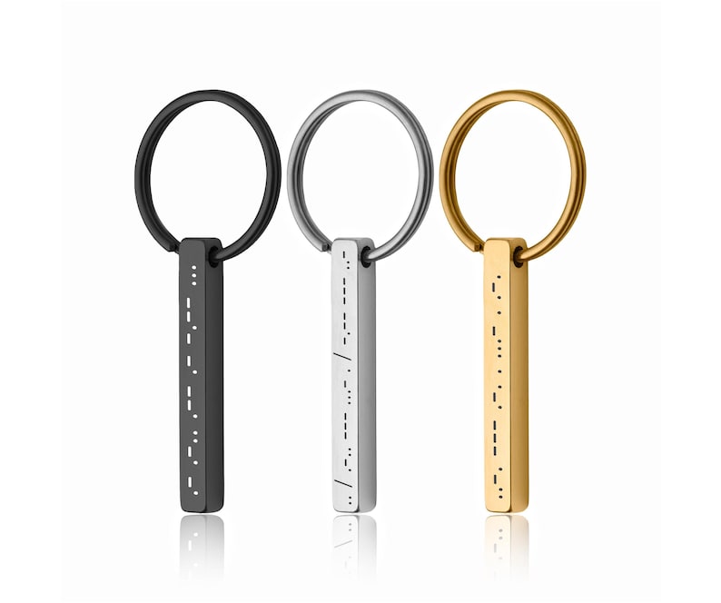 Morse Code Keychain, Secret Message Keyring, 4 Sided 3D Bar Keyring ...