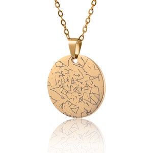 Benutzerdefinierte Star Map Halskette nach Datum und Ort, Gold eingravierte Nachthimmel Schmuck, Geburtstagsgeschenk für Frauen, KP.4