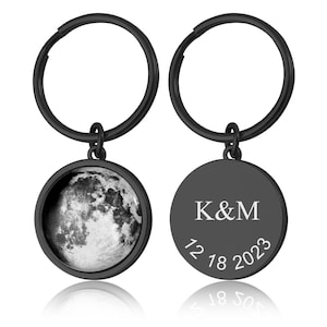 Moon Phase By Date Keychain For Boyfriend Or Girlfriend, Custom Moon Keyring, Personalized Anniversary Gift For Men, Birthday Gift Him, RP.1