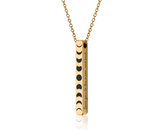 All Phases of the Moon in a Row, Full Moon Cycle Necklace With