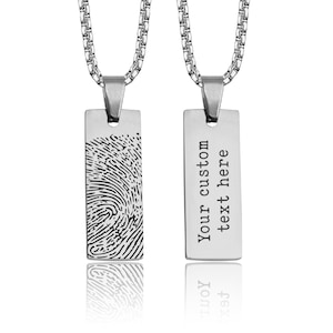 Memorial Fingerprint Necklace For Men, Personalized Remembrance Gift For Him, Loss Of Father, Mother, Dad, Mom, Thumbprint Keepsake, C.2
