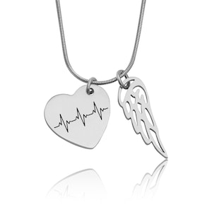 Custom Heart Rhythm Necklace, Personalized Heartbeat, Cardiogram or Soundwave Pendant, Memorial Jewelry, Grief Keepsake, Sympathy Gift, C.2