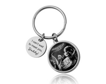 Personalized Ultrasound Keychain, Baby Scan Sonogram Picture Photo Keyring, First Time Father Dad Daddy To Be Gift, Pregnancy Expecting, C.1