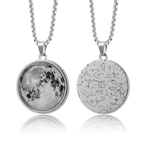 Benutzerdefinierte Mondphase und Sternkarte nach Datum Halskette für Männer, personalisiertes Jubiläumsgeschenk für ihn, Nachthimmel Geburtstagsgeschenk für den Freund, RP.1