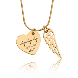 Personalized Heartbeat Necklace, Custom Cardiogram or Soundwave Remembrance Pendant, Engraved Memorial Keepsake, Sympathy Jewelry, C.2