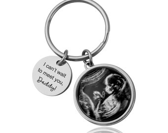 Personalized Ultrasound Keychain, Baby Scan Sonogram Picture Photo Keyring, First Time Father Dad Daddy To Be Gift, Pregnancy Expecting