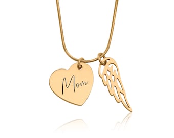 Collar conmemorativo con ala de ángel, regalo de recuerdo, regalo conmemorativo, regalo de duelo para una niña, regalo de condolencia, pérdida de una madre, ser querido, S-070