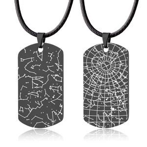 Benutzerdefinierte Sternkarte Halskette für Männer, Hundemarke Anhänger für Ihn, personalisiertes Geburtstagsgeschenk für Papa, Freund, Vatertagsgeschenk, RP.2