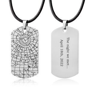 Personalisierte Star Map Anhänger für Männer, Dog Tag Army Halskette für ihn, individuelles Geburtstagsgeschenk für Papa, Freund, Vatertagsgeschenk, RP.2