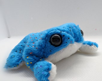 Frog plush - Sparkly blue plushie frog toy - by FroogAndBoog