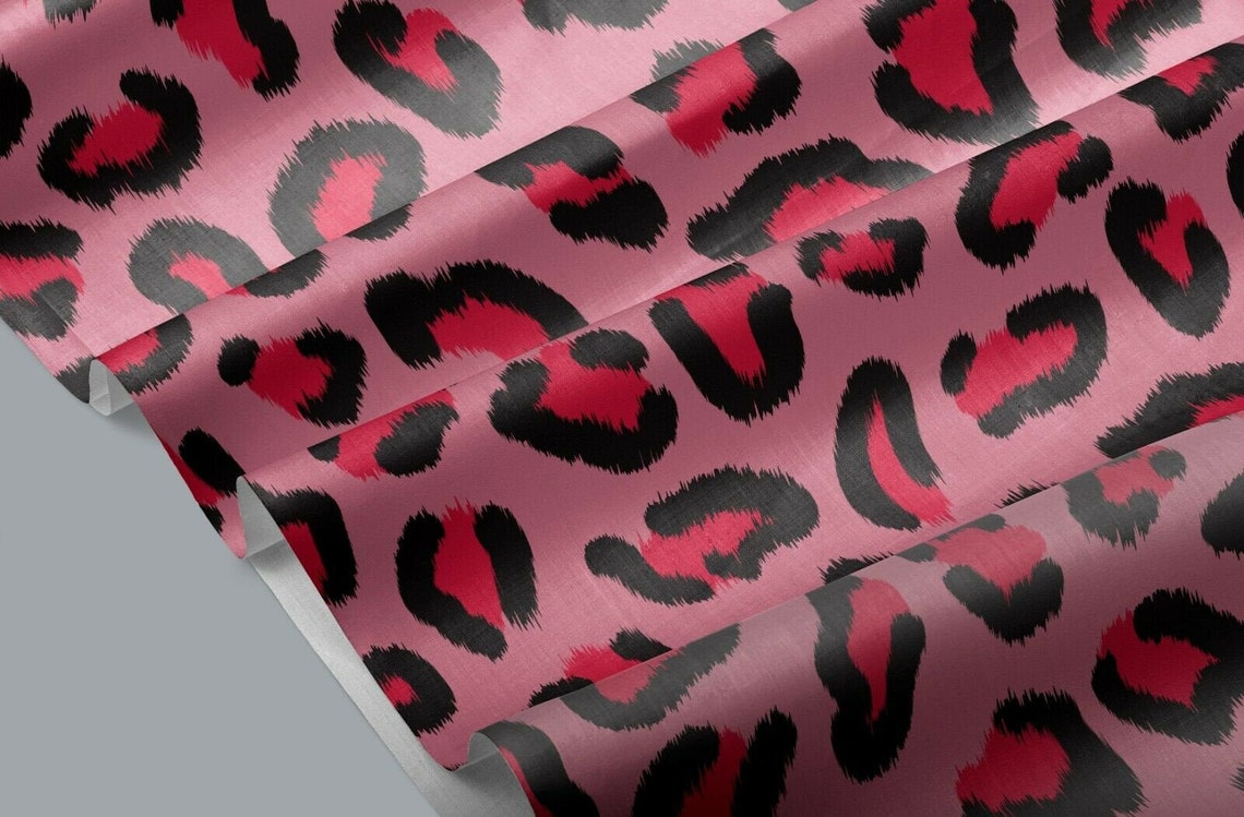 100 Cotton Pink Leopard Print Fabric 147CM Wide Metre for Etsy UK