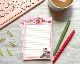 1 Bloc note 4 x 6 pouces , notes ,fraise ,rose, vert