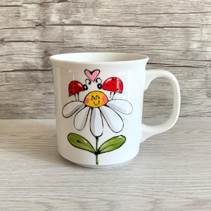 hand painted porcelain coffee mug with two cats in a basket, lovers, love, valentine's day
