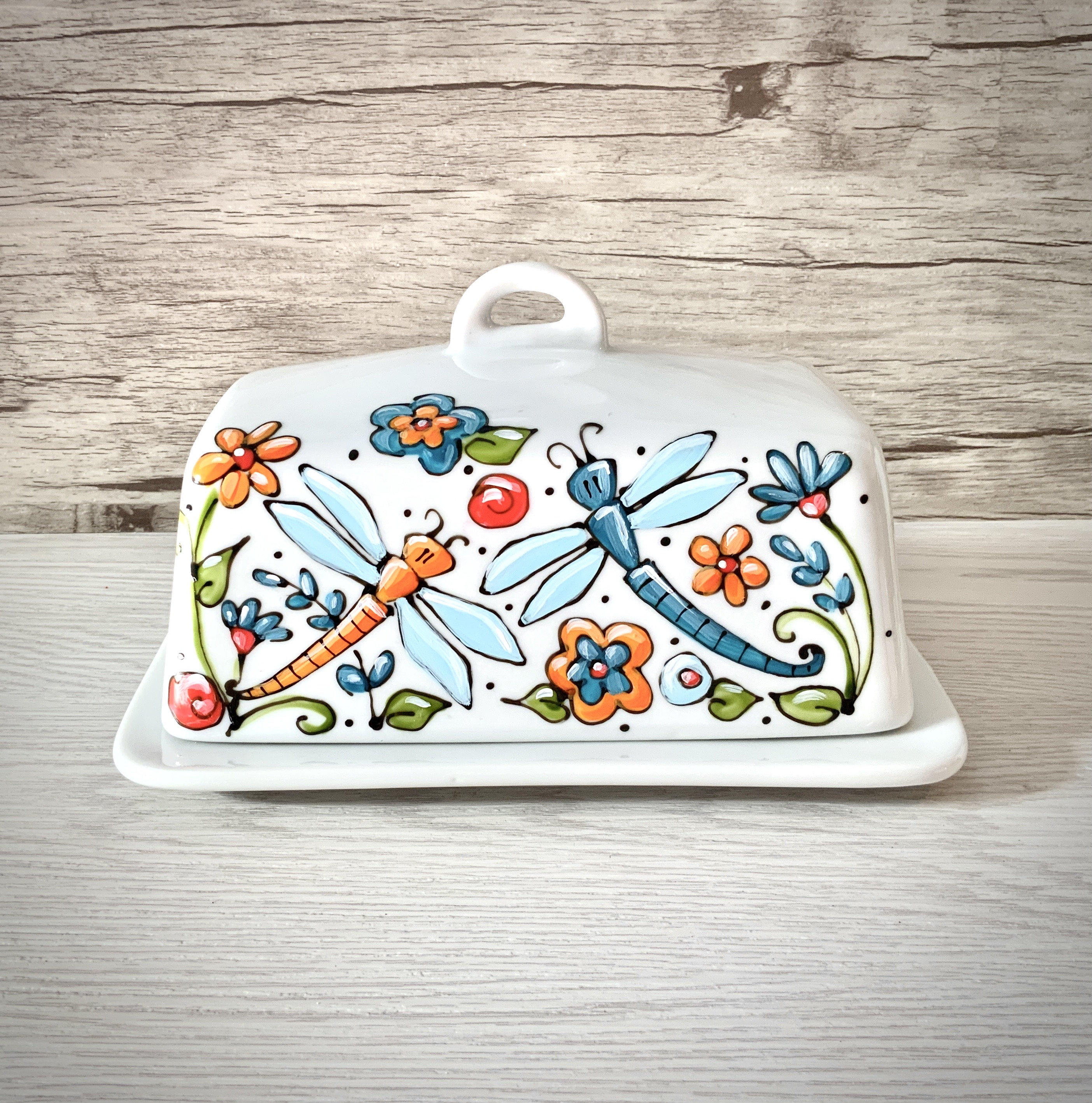 Beurrier En Céramique Vintage Olive / Marron - Porcelaine Générique