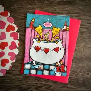 Valentine's Day cards Boris cat theme, bath, lover, heart