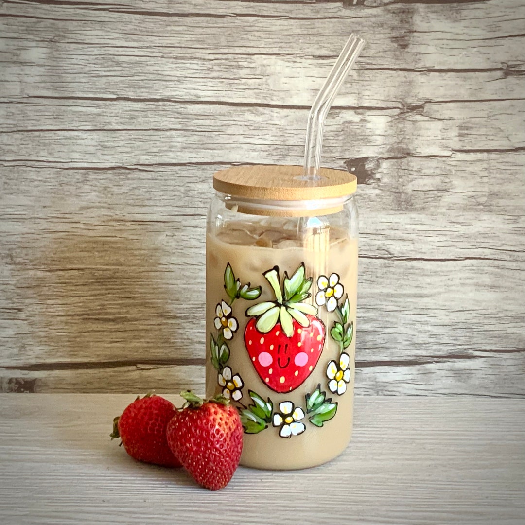 Gobelet En Verre Avec Couvercle Et Paille En Bambou 0,43L