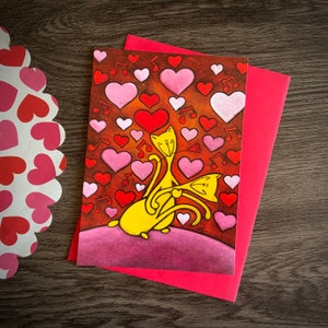 Valentine's Day cards cat theme Boris, tango, lovers, heart