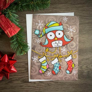 Owl Theme Christmas Cards, Christmas Stocking, Snow