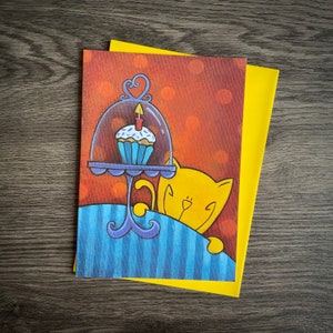 Cartes de souhait thème de chat Boris, gâteau, cupcake, anniversaire