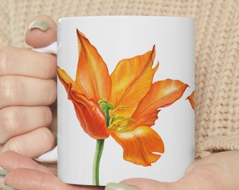 Orange Tulip 'Ballerina' Ceramic Mug