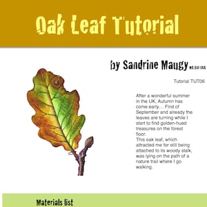 Watercolour tutorial by Sandrine Maugy - Autumn Oak Leaf - Instant Download