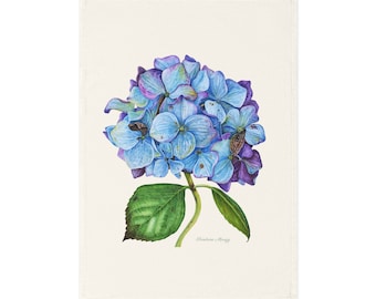 Blue Hydrangea Organic Cotton Tea Towel