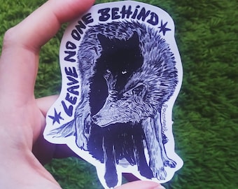 Vinil decorativo de casal lobo não deixe ninguém para trás