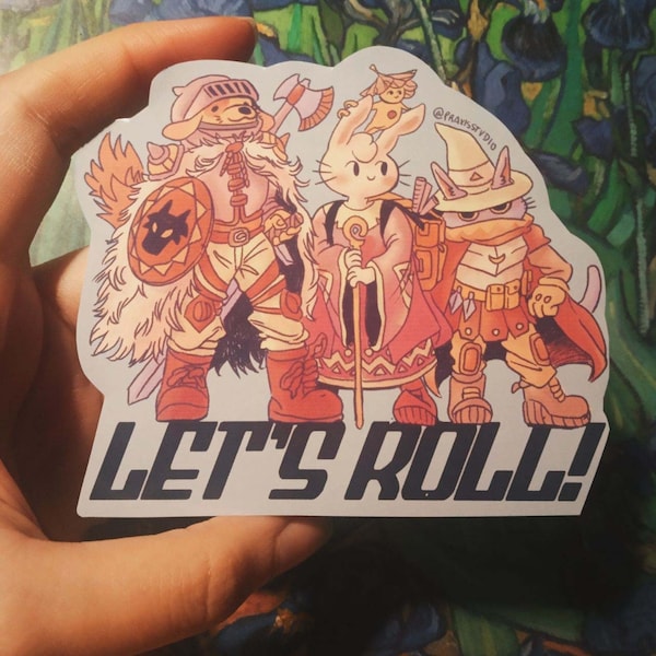 Let's roll roleplay game party sticker