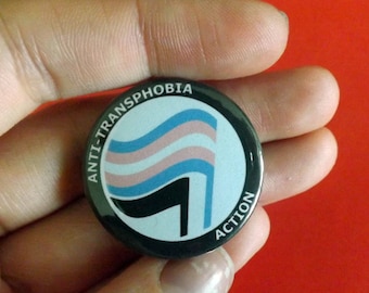 Anti transphobia action pin button badge lgbt