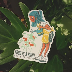 Eten is een recht, geen privilege sticker, linkse merch