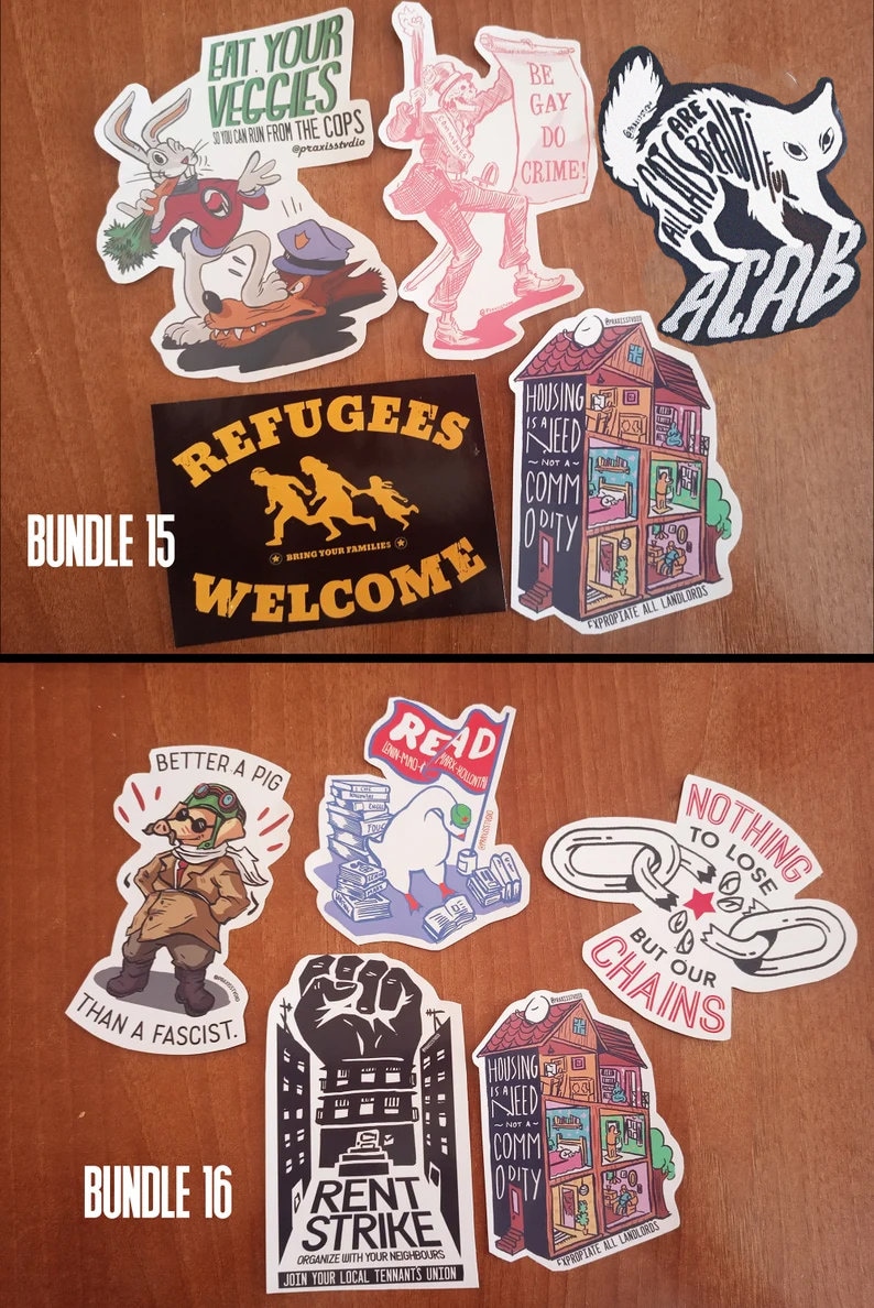 Leftist sticker bundle pack anti capitalist feminist vegan socialist image 9