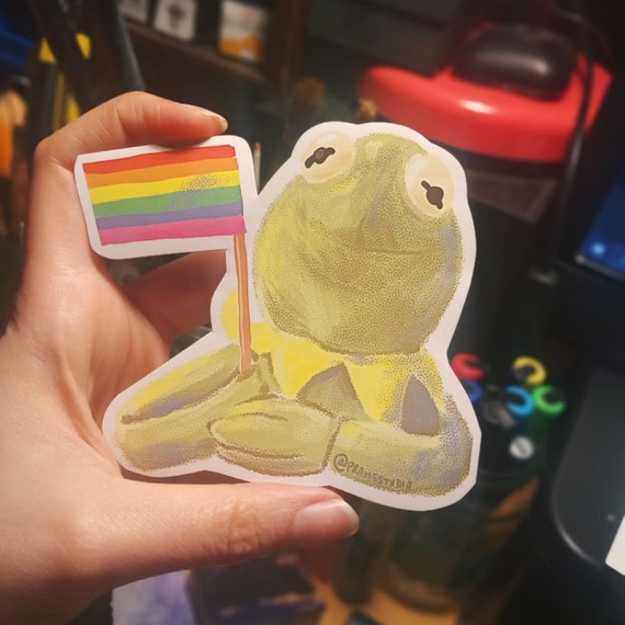 LGBT flag pride green frog