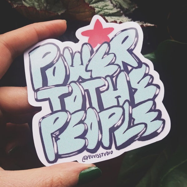 Power to the people antifascist leftist sticker glossy