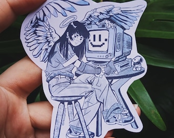 Adesivo da sorte do anjo do computador