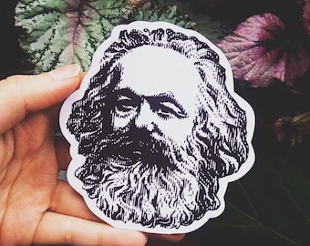 Adesivo brilhante do busto de Marx, esquerdista comunista