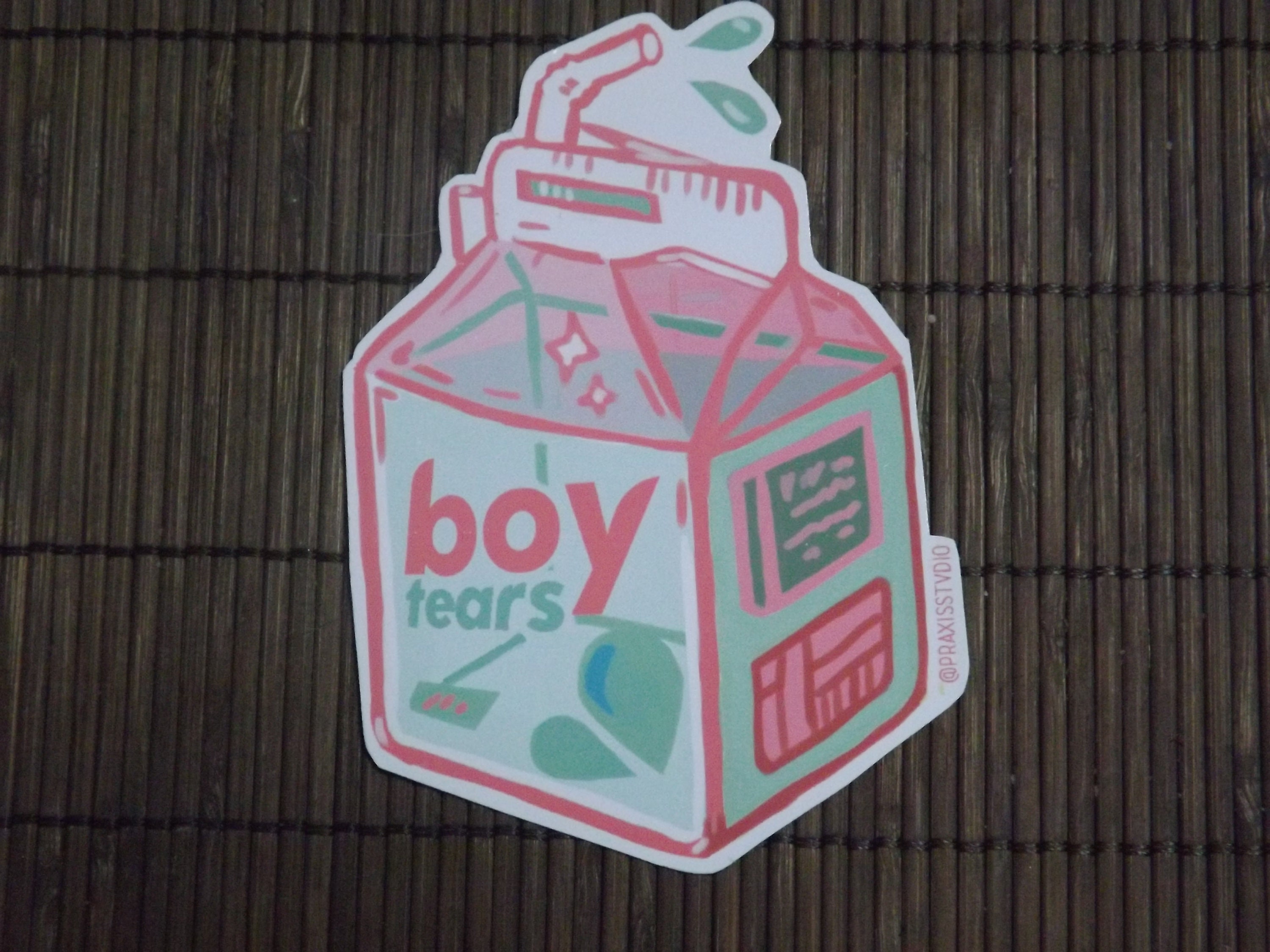 Boy tears feminist stickers