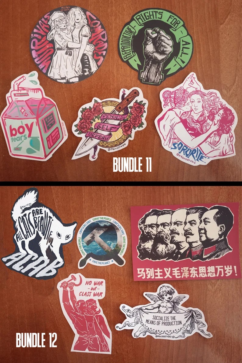 Leftist sticker bundle pack anti capitalist feminist vegan socialist image 7