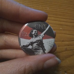 CNT-FAI Spanish Civil War chapa pin badge button