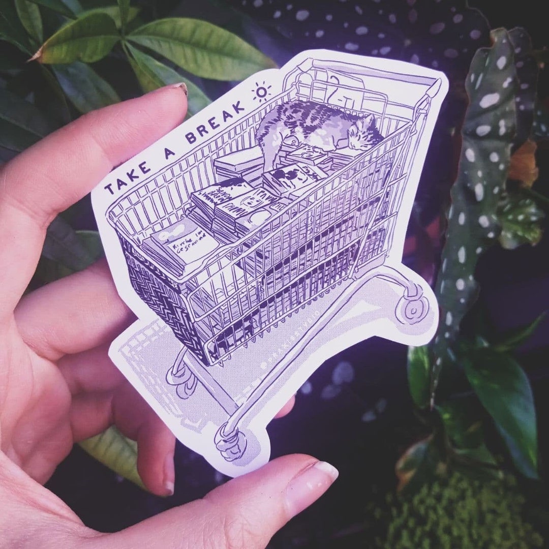Take a Break Self Care Cat Sticker - Etsy