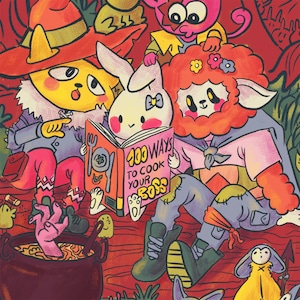 Poster One hundred ways to cook your boss cute leftist animals A4 print original art, frame not included